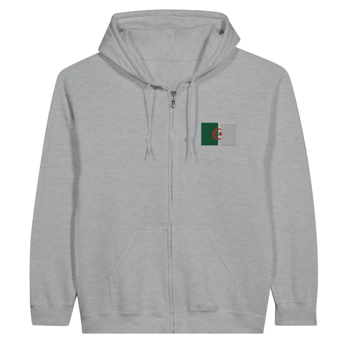 Sweat à capuche à fermeture éclair Drapeau de l'Algérie en broderie - Pixelforma 