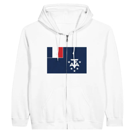 Sweat à capuche à fermeture éclair Drapeau de l'Antarctique française - Pixelforma 