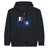 Sweat à capuche à fermeture éclair Drapeau de l'Antarctique française - Pixelforma 