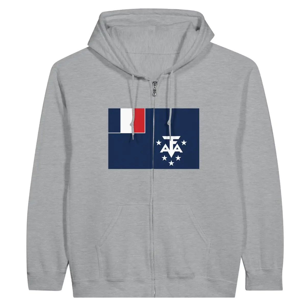 Sweat à capuche à fermeture éclair Drapeau de l'Antarctique française - Pixelforma 