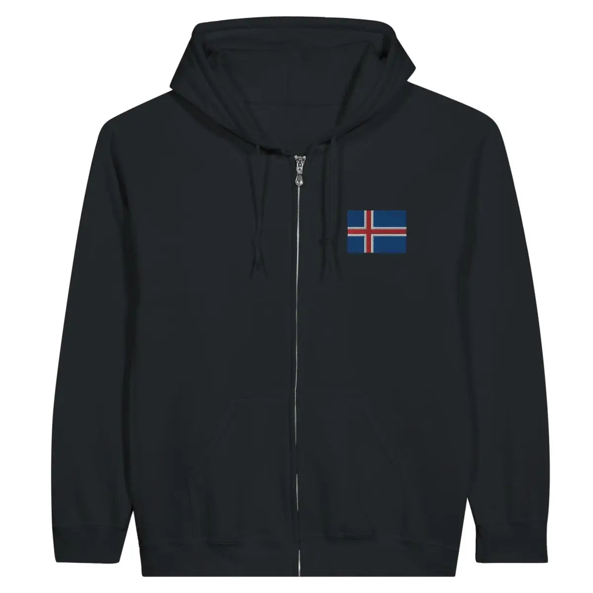 Sweat à capuche à fermeture éclair Drapeau de l'Islande en broderie - Pixelforma 