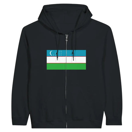 Sweat à capuche à fermeture éclair Drapeau de l'Ouzbékistan - Pixelforma 