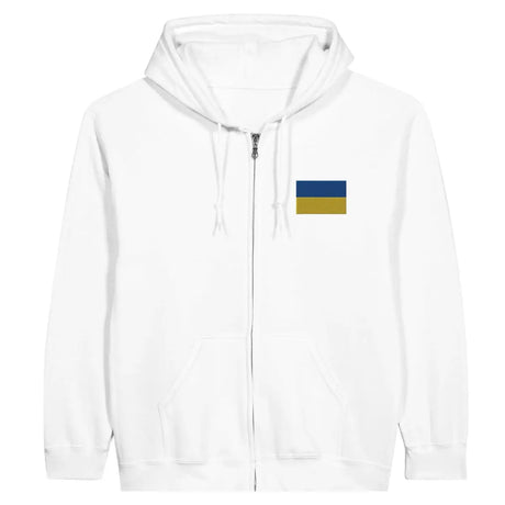 Sweat à capuche à fermeture éclair Drapeau de l'Ukraine en broderie - Pixelforma 