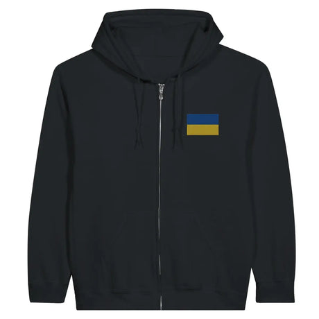 Sweat à capuche à fermeture éclair Drapeau de l'Ukraine en broderie - Pixelforma 