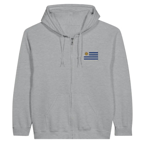 Sweat à capuche à fermeture éclair Drapeau de l'Uruguay en broderie - Pixelforma 