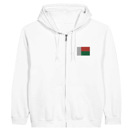 Sweat à capuche à fermeture éclair Drapeau de Madagascar en broderie - Pixelforma 