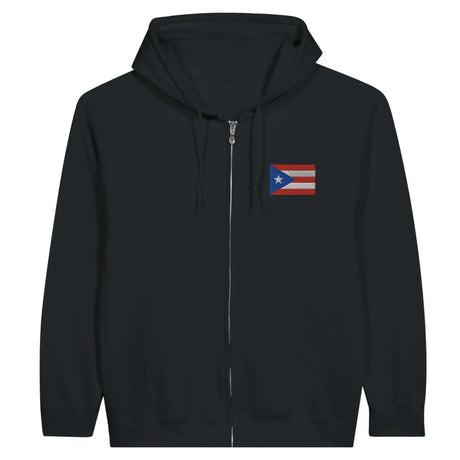 Sweat à capuche à fermeture éclair Drapeau de Porto Rico en broderie - Pixelforma 