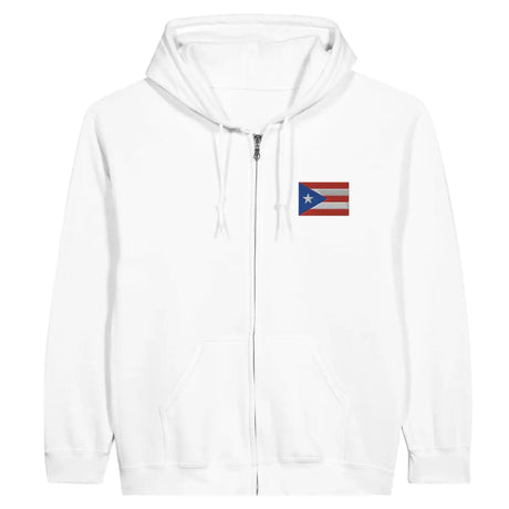 Sweat à capuche à fermeture éclair Drapeau de Porto Rico en broderie - Pixelforma 