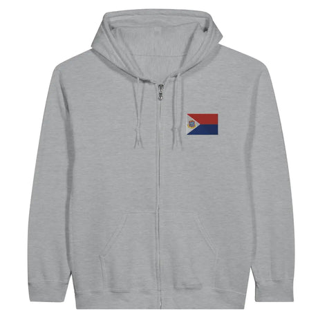 Sweat à capuche à fermeture éclair Drapeau de Saint-Martin en broderie - Pixelforma 