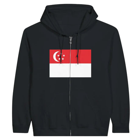 Sweat à capuche à fermeture éclair Drapeau de Singapour - Pixelforma 