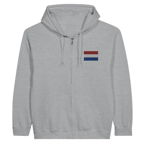 Sweat à capuche à fermeture éclair Drapeau des Pays-Bas en broderie - Pixelforma 