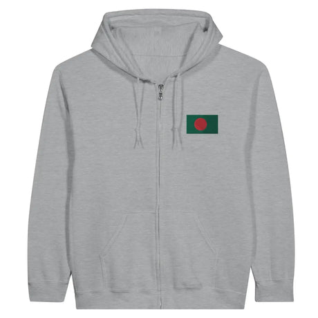 Sweat à capuche à fermeture éclair Drapeau du Bangladesh en broderie - Pixelforma 