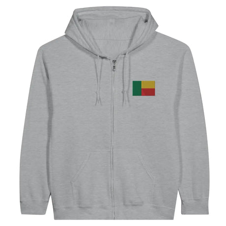 Sweat à capuche à fermeture éclair Drapeau du Bénin en broderie - Pixelforma 