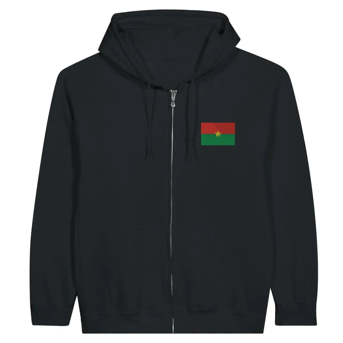 Sweat à capuche à fermeture éclair Drapeau du Burkina Faso en broderie - Pixelforma 