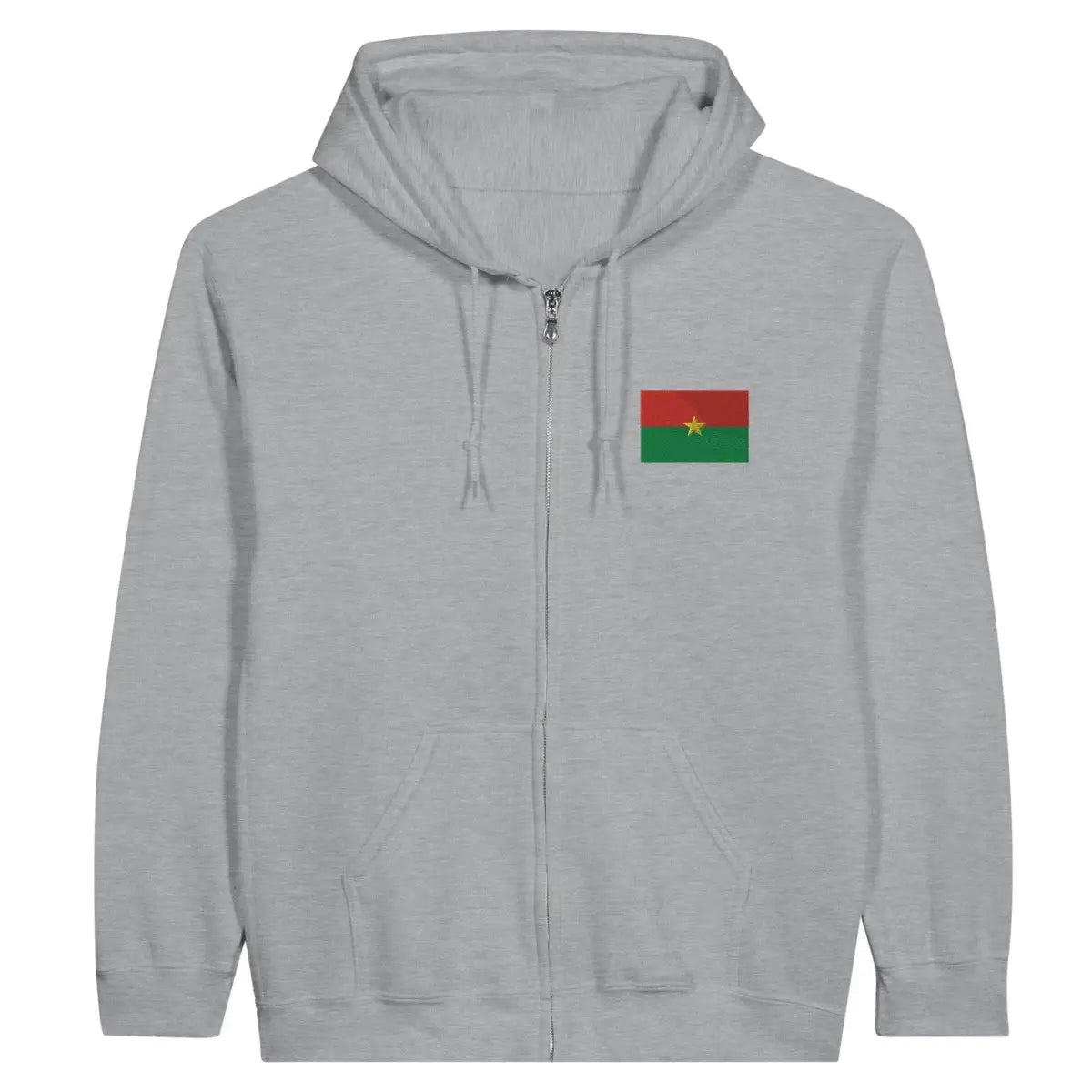 Sweat à capuche à fermeture éclair Drapeau du Burkina Faso en broderie - Pixelforma 