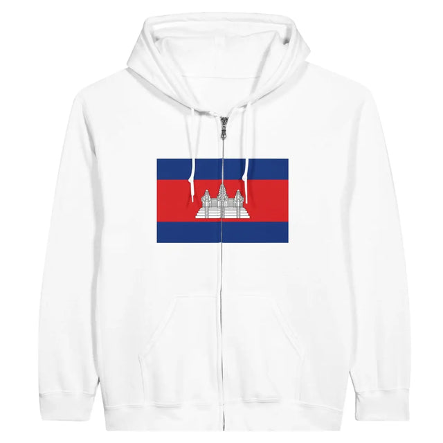 Sweat à capuche à fermeture éclair Drapeau du Cambodge - Pixelforma 