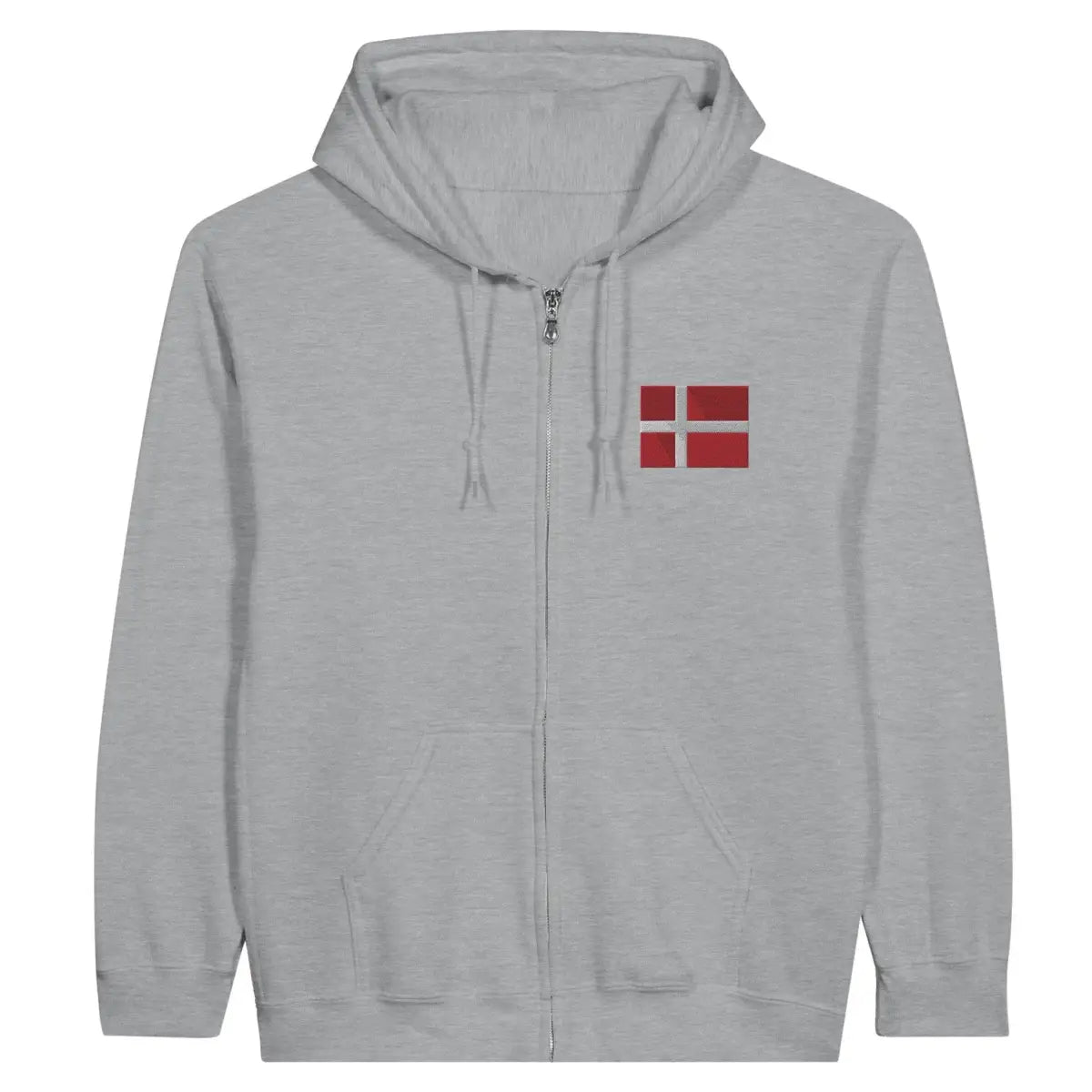 Sweat à capuche à fermeture éclair Drapeau du Danemark en broderie - Pixelforma 