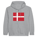 Sweat à capuche à fermeture éclair Drapeau du Danemark - Pixelforma 