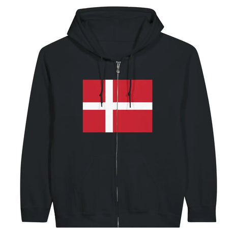 Sweat à capuche à fermeture éclair Drapeau du Danemark - Pixelforma 