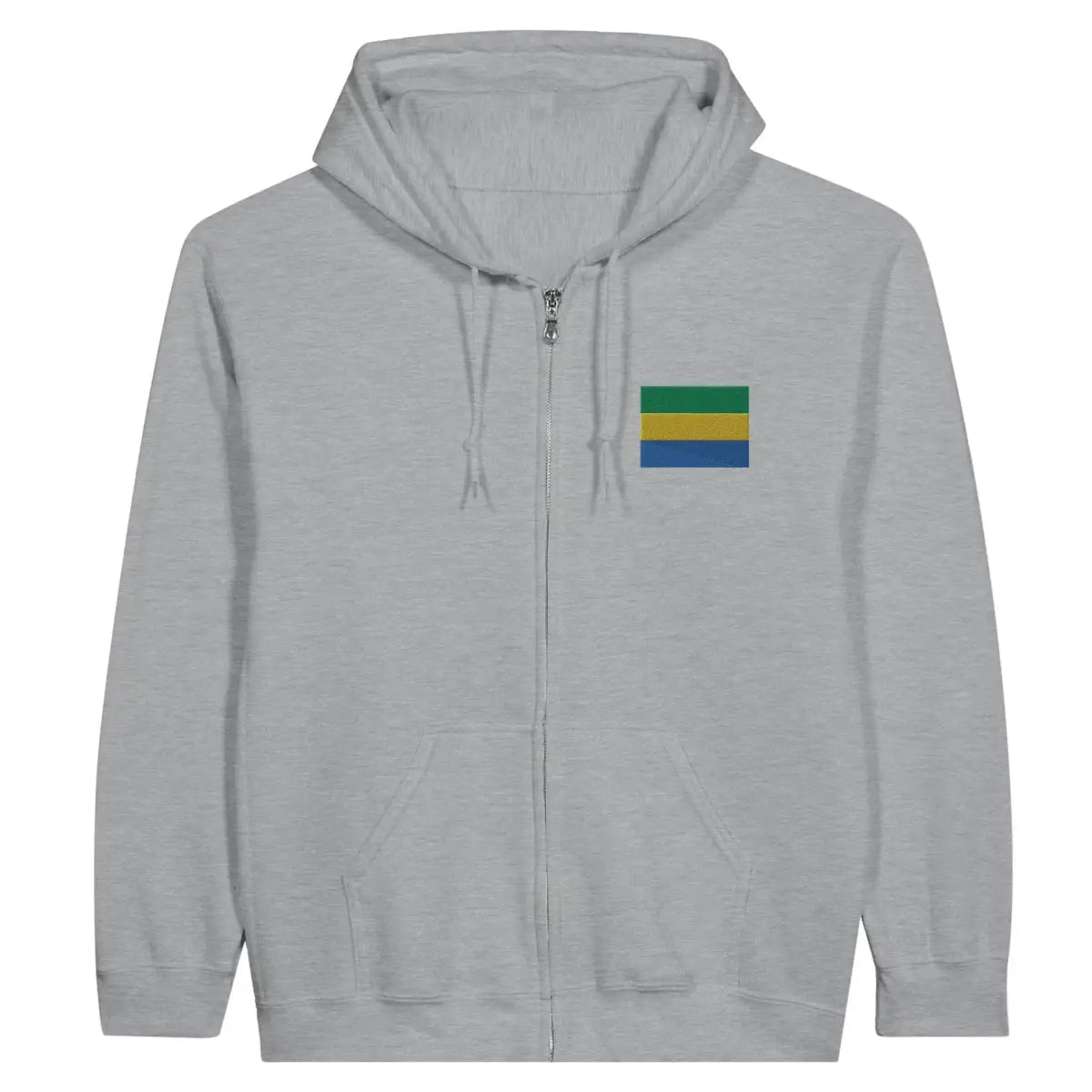 Sweat à capuche à fermeture éclair Drapeau du Gabon en broderie - Pixelforma 