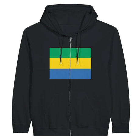 Sweat à capuche à fermeture éclair Drapeau du Gabon - Pixelforma 