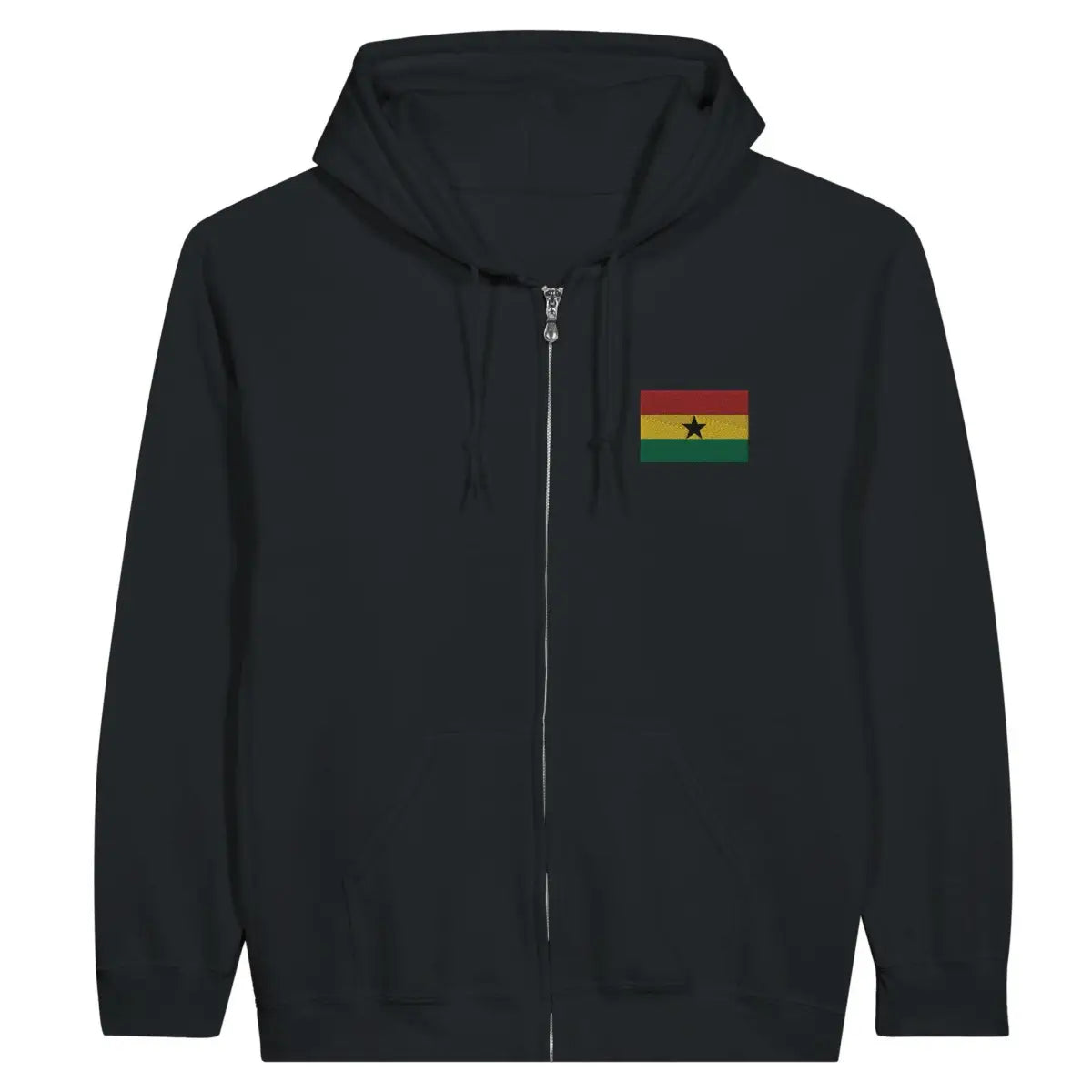 Sweat à capuche à fermeture éclair Drapeau du Ghana en broderie - Pixelforma 