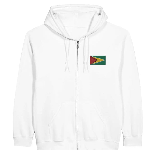 Sweat à capuche à fermeture éclair Drapeau du Guyana en broderie - Pixelforma 