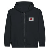 Sweat à capuche à fermeture éclair Drapeau du Japon en broderie - Pixelforma 