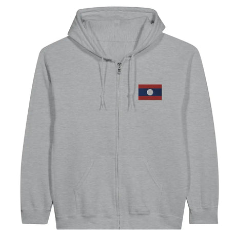 Sweat à capuche à fermeture éclair Drapeau du Laos en broderie - Pixelforma 