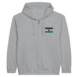 Sweat à capuche à fermeture éclair Drapeau du Lesotho en broderie - Pixelforma 