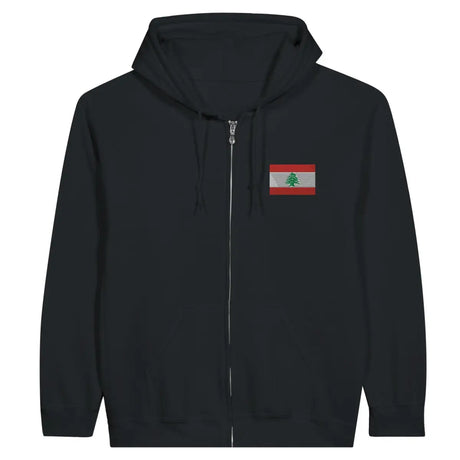 Sweat à capuche à fermeture éclair Drapeau du Liban en broderie - Pixelforma 