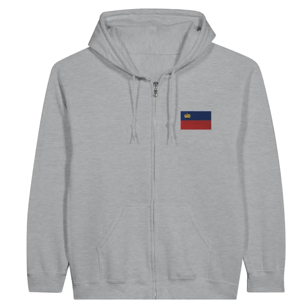 Sweat à capuche à fermeture éclair Drapeau du Liechtenstein en broderie - Pixelforma 