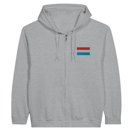 Sweat à capuche à fermeture éclair Drapeau du Luxembourg en broderie - Pixelforma 