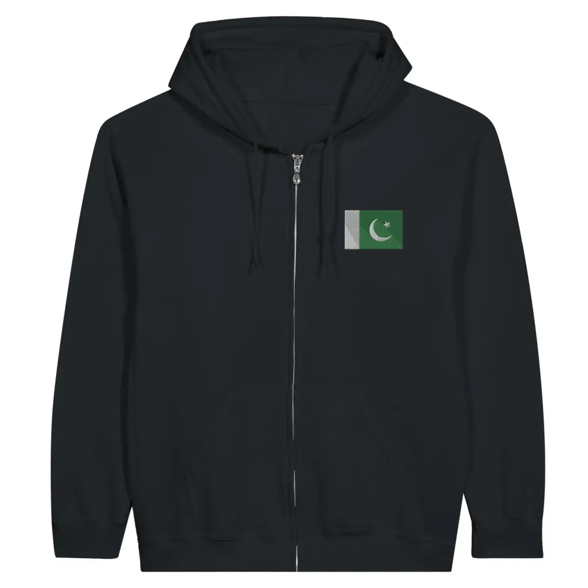 Sweat à capuche à fermeture éclair Drapeau du Pakistan en broderie - Pixelforma 