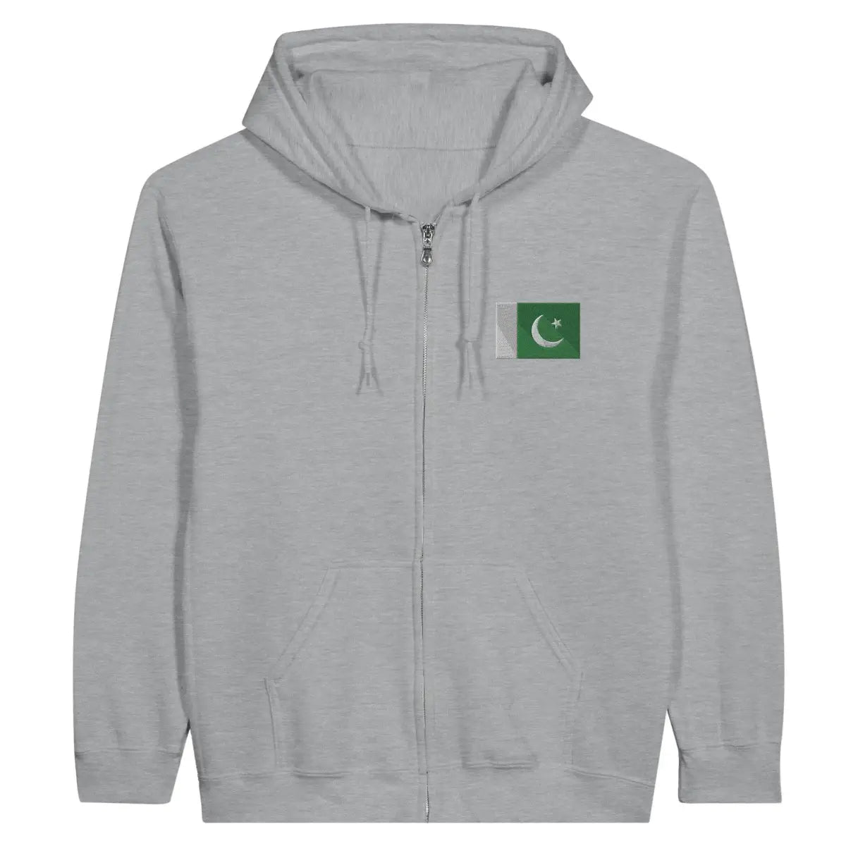 Sweat à capuche à fermeture éclair Drapeau du Pakistan en broderie - Pixelforma 