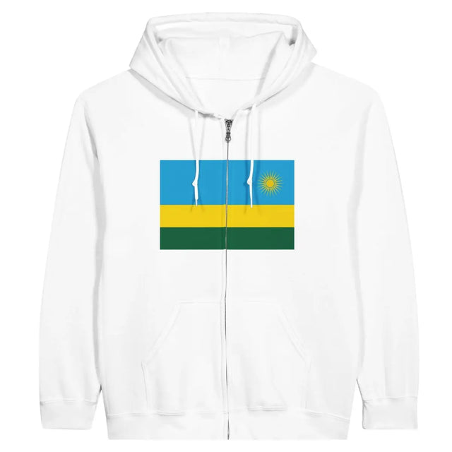 Sweat à capuche à fermeture éclair Drapeau du Rwanda - Pixelforma 