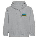 Sweat à capuche à fermeture éclair Drapeau du Rwanda en broderie - Pixelforma 