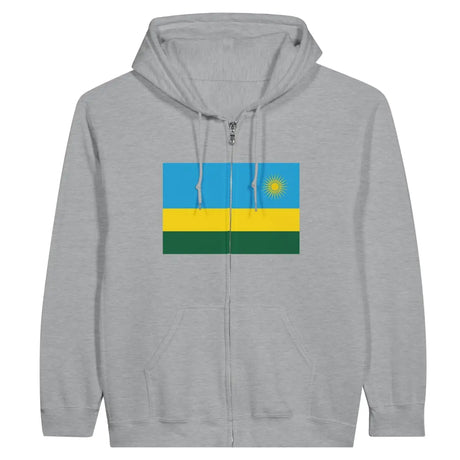 Sweat à capuche à fermeture éclair Drapeau du Rwanda - Pixelforma 