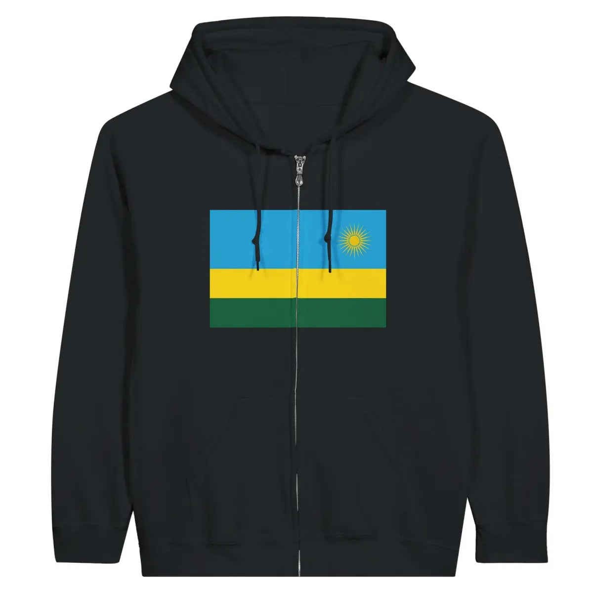 Sweat à capuche à fermeture éclair Drapeau du Rwanda - Pixelforma 