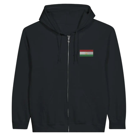 Sweat à capuche à fermeture éclair Drapeau du Tadjikistan en broderie - Pixelforma 