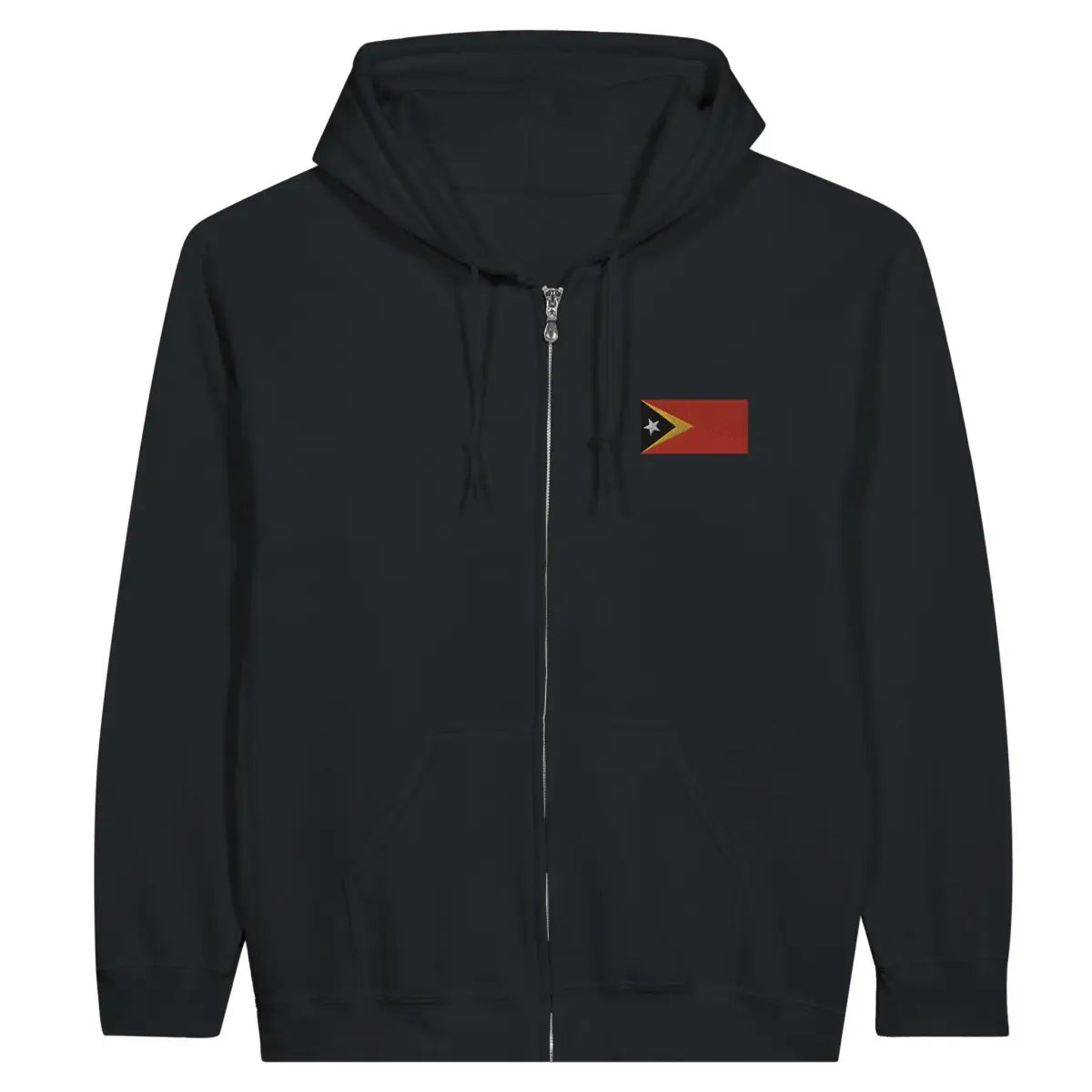 Sweat à capuche à fermeture éclair Drapeau du Timor oriental en broderie - Pixelforma 