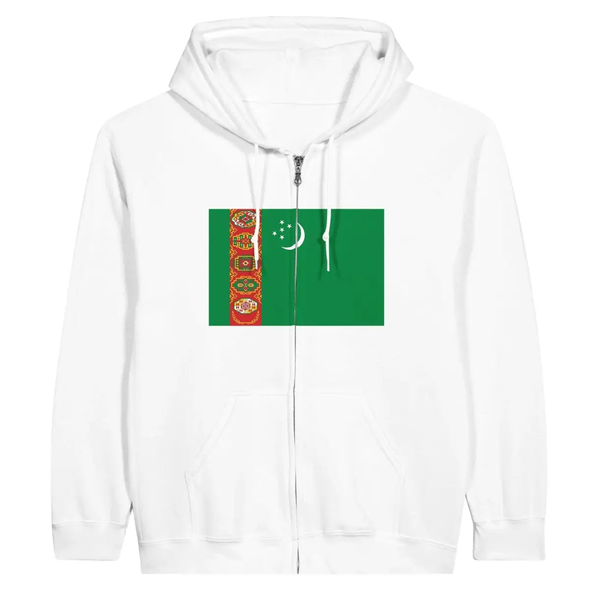 Sweat à capuche à fermeture éclair Drapeau du Turkménistan - Pixelforma 