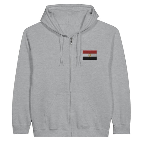 Sweat à capuche à fermeture éclair drapeau égypte en broderie - pixelformaflag