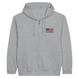 Sweat à capuche à fermeture éclair drapeau états-unis en broderie - pixelformaflag