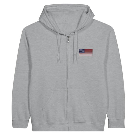 Sweat à capuche à fermeture éclair drapeau états-unis en broderie - pixelformaflag