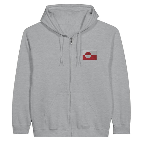 Sweat à capuche à fermeture éclair drapeau groenland en broderie - pixelformaflag