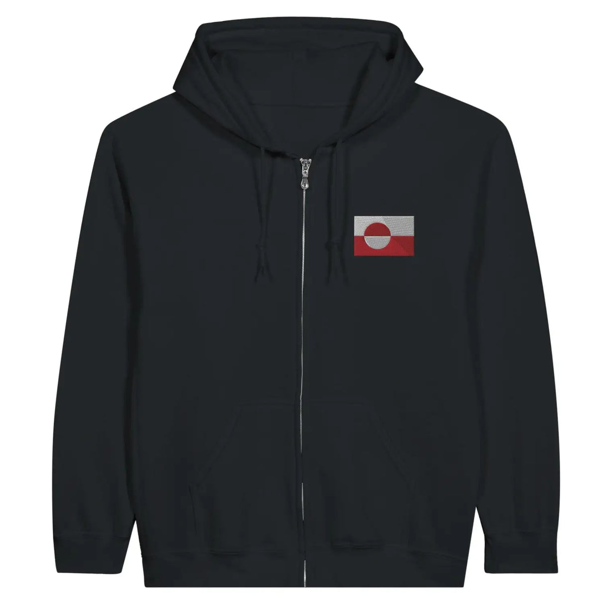 Sweat à capuche à fermeture éclair drapeau groenland en broderie - pixelformaflag