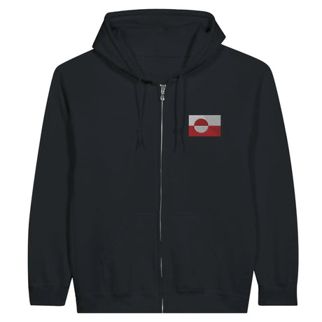 Sweat à capuche à fermeture éclair drapeau groenland en broderie - pixelformaflag
