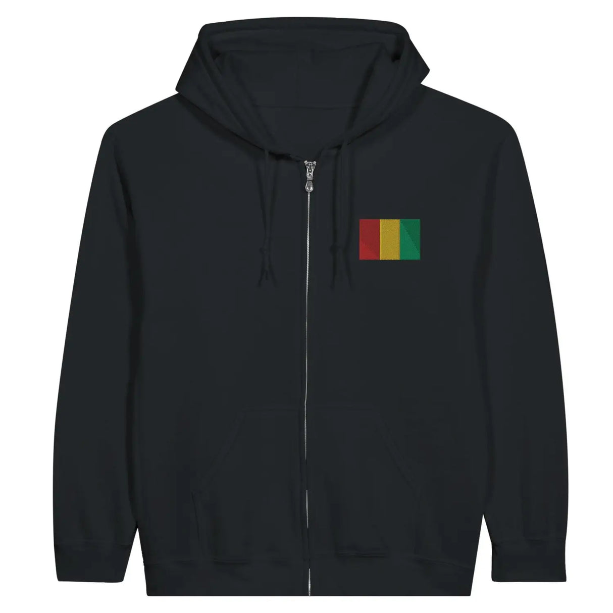Sweat à capuche à fermeture éclair drapeau guinée en broderie - pixelformaflag