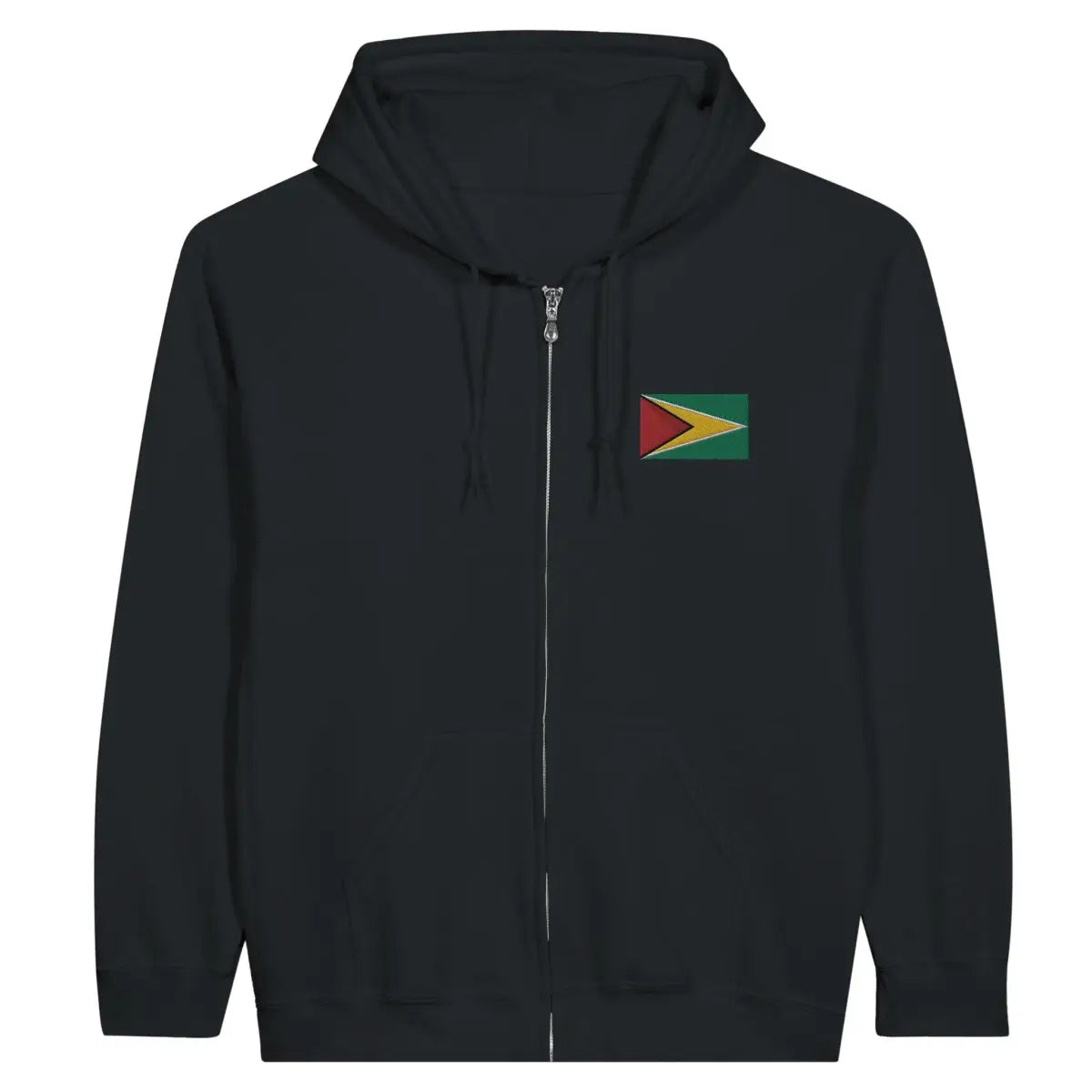 Sweat à capuche à fermeture éclair drapeau guyana en broderie - pixelformaflag